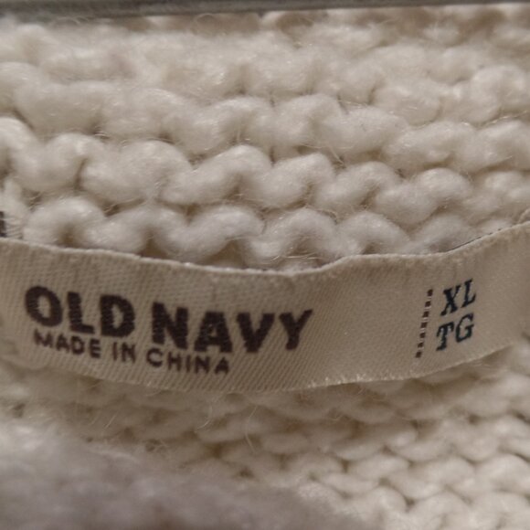 Old Navy Woman's Cream and Multicolor Belted Geometric Design Cardigan, Size XL - Picture 2 of 2